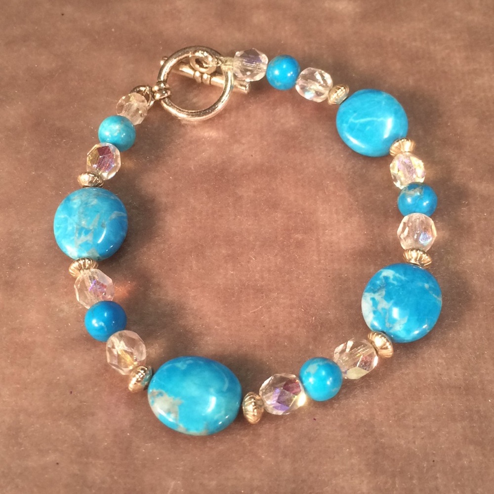 Turquoise n Crystal Beaded Bracelet